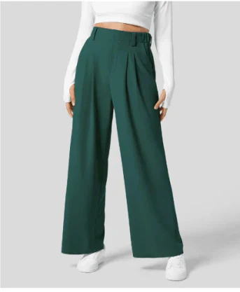 Pantalons Wide-Leg Taille Haute | Plis Avant Tailleur | Silhouette Flottante