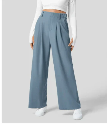 Pantalons Wide-Leg Taille Haute | Plis Avant Tailleur | Silhouette Flottante