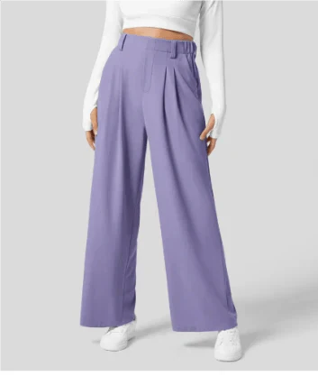 Pantalons Wide-Leg Taille Haute | Plis Avant Tailleur | Silhouette Flottante