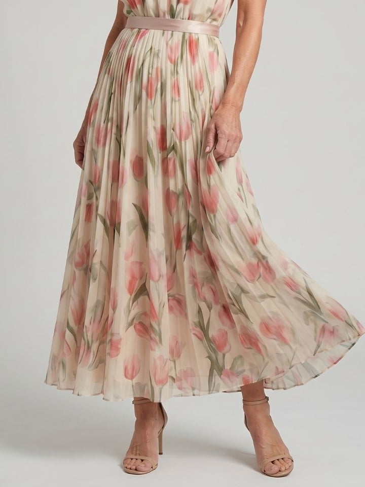 Aurelle | Graceful Halter Neck Floral Midi Dress