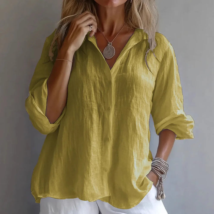 Élodie – Blouse Élégante en Lin à Coupe Ample