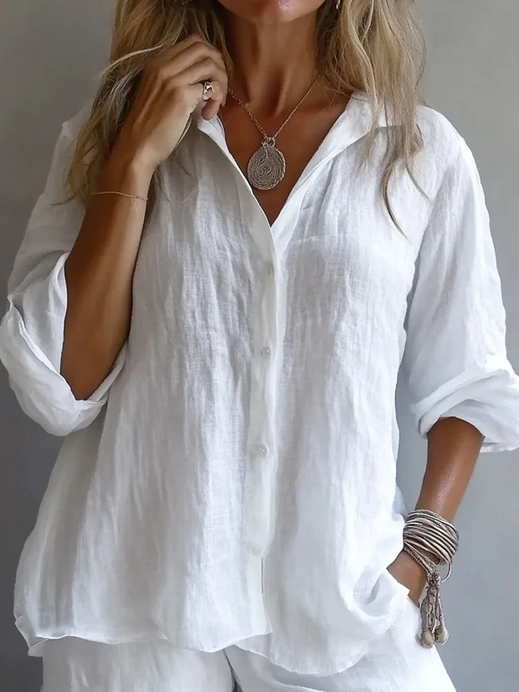 Élodie – Blouse Élégante en Lin à Coupe Ample