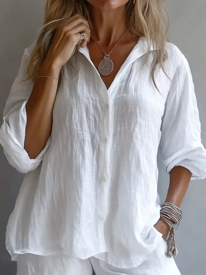 Élodie – Blouse Élégante en Lin à Coupe Ample