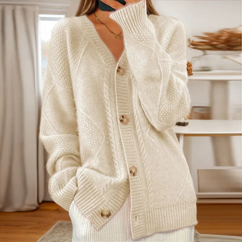 Éloise™ | Cardigan en Maille Torsadée Féminine