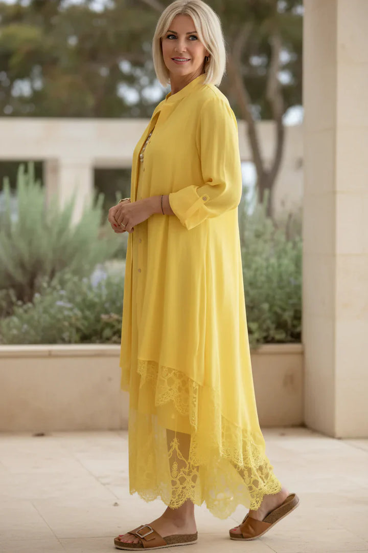 LYRA – LACE TRIM FLOW DRESS