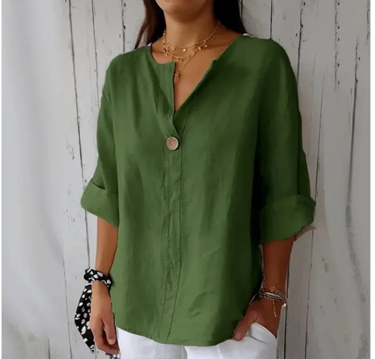 Clara – Blouse Élégante en Lin à Coupe Ample