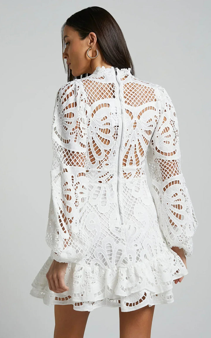 Lilly - Elegant Stand Collar Mini Dress