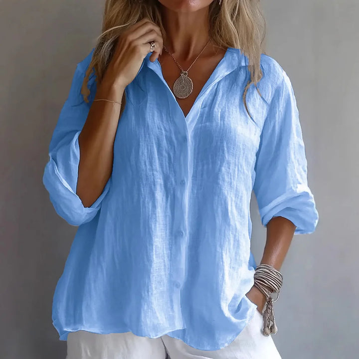 Élodie – Blouse Élégante en Lin à Coupe Ample