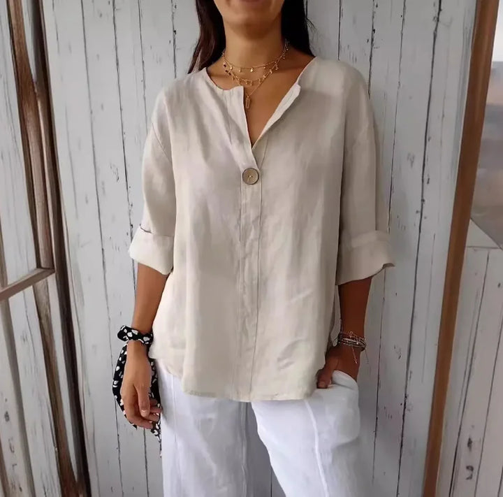 Clara – Blouse Élégante en Lin à Coupe Ample