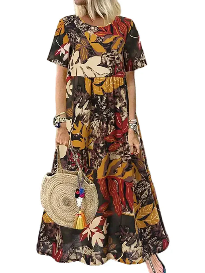 Virelle - Bold Botanical Print Flowing Midi Dress