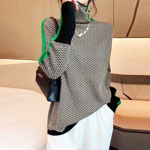 Eleanor - Herringbone Luxe Turtleneck
