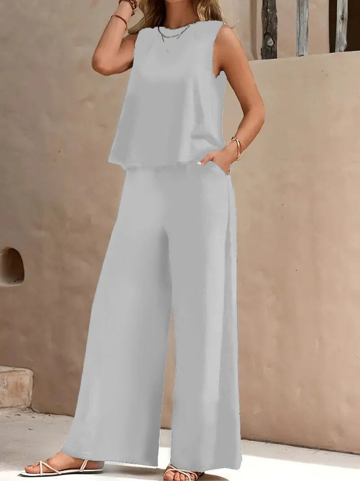 Ensemble Deux-Pièces Sans Manches Danielle™ | Haut Sans Manches et Pantalon Large