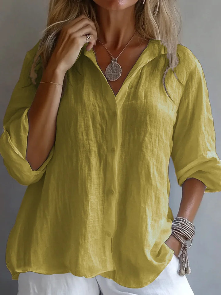 Élodie – Blouse Élégante en Lin à Coupe Ample