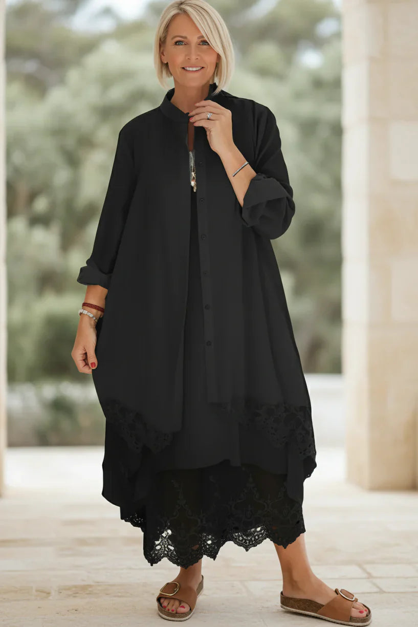 LYRA – LACE TRIM FLOW DRESS