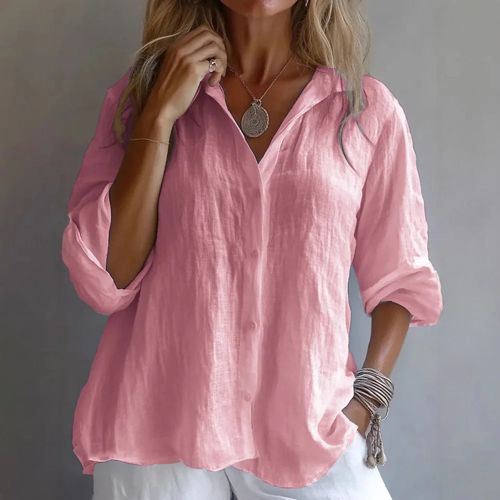 Élodie – Blouse Élégante en Lin à Coupe Ample