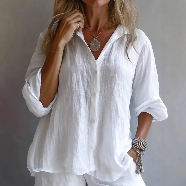 Élodie – Blouse Élégante en Lin à Coupe Ample
