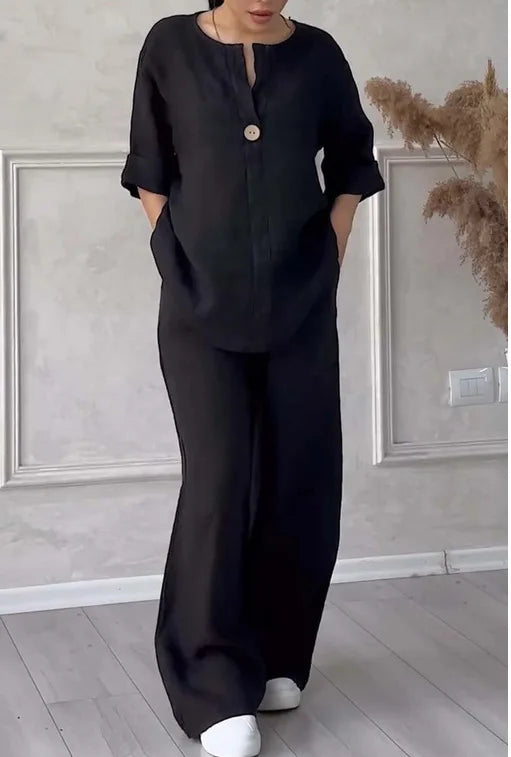 Mariana | Casual Set V-Neck Top with Wide Sleeves