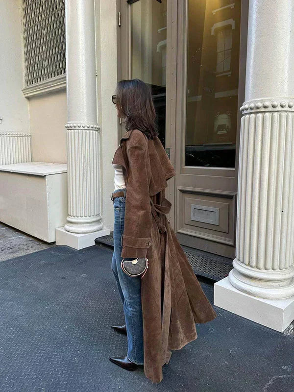 Olivia - Classic Suede Trench Coat