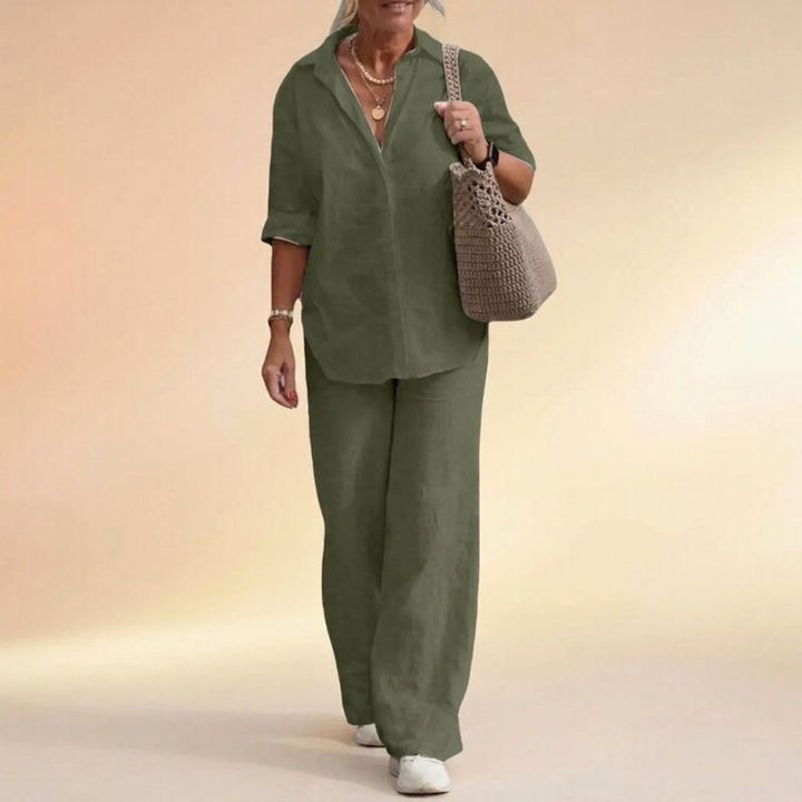 Cartagena™ – Ensemble fluide en coton et lin avec blouse à fentes latérales