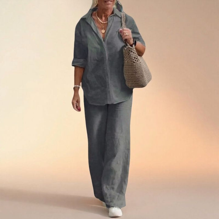 Cartagena™ – Ensemble fluide en coton et lin avec blouse à fentes latérales