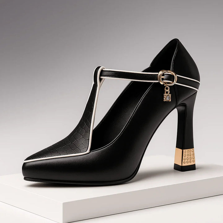 Grace - Pointed Toe T-Strap Heels