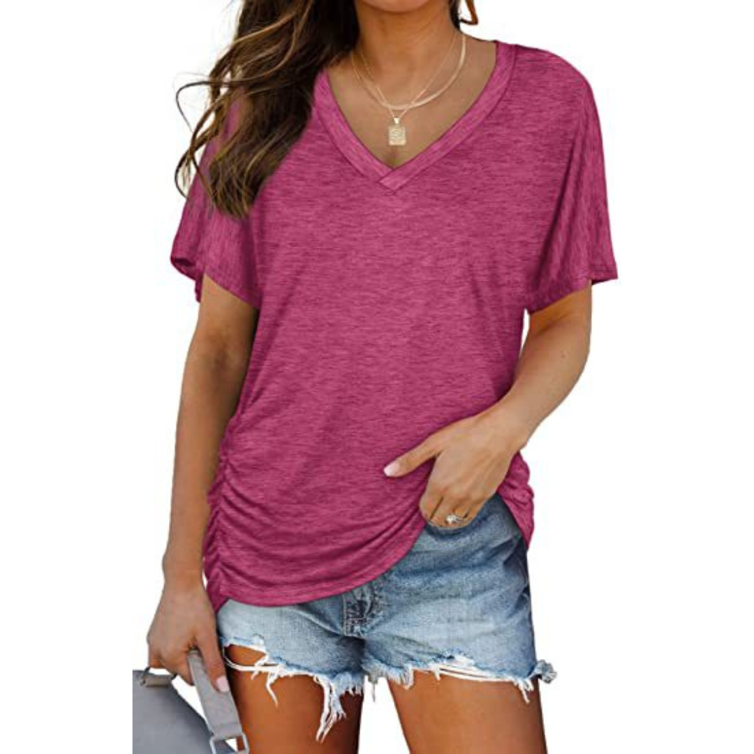 EILY™ – T-Shirt Décontracté à Col V Élégant et Coupe Flatteuse