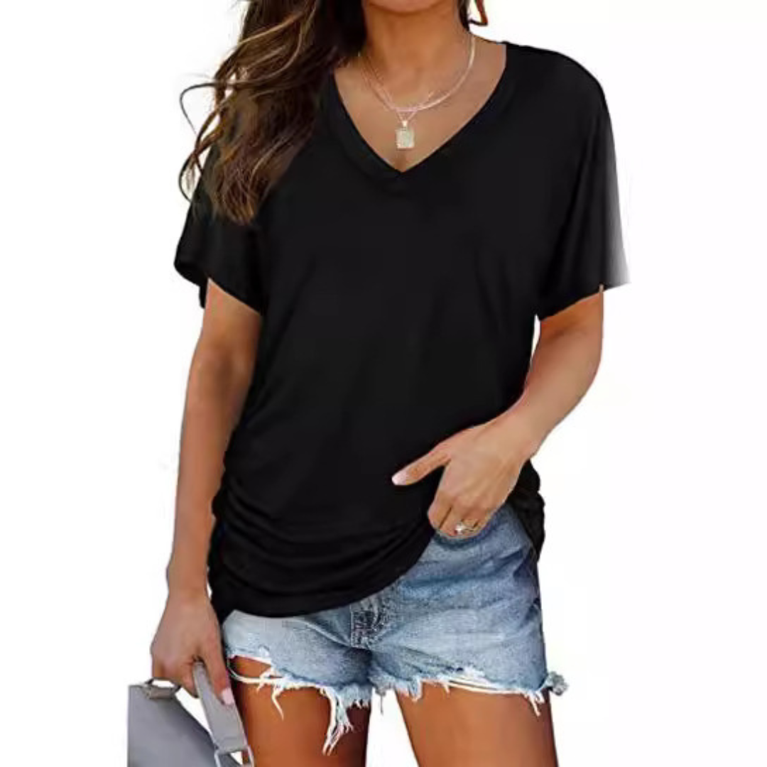 EILY™ – T-Shirt Décontracté à Col V Élégant et Coupe Flatteuse