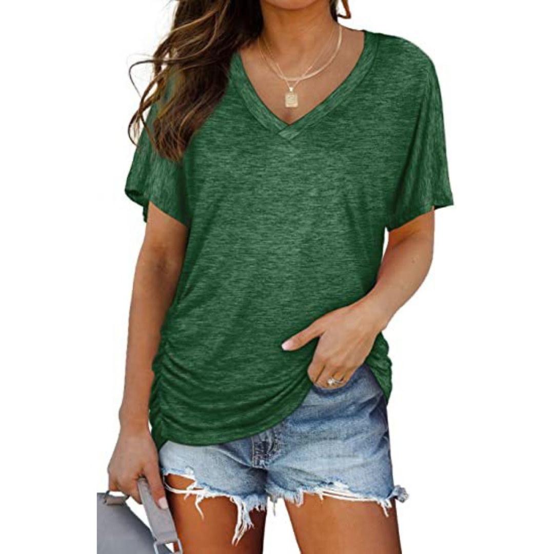 EILY™ – T-Shirt Décontracté à Col V Élégant et Coupe Flatteuse