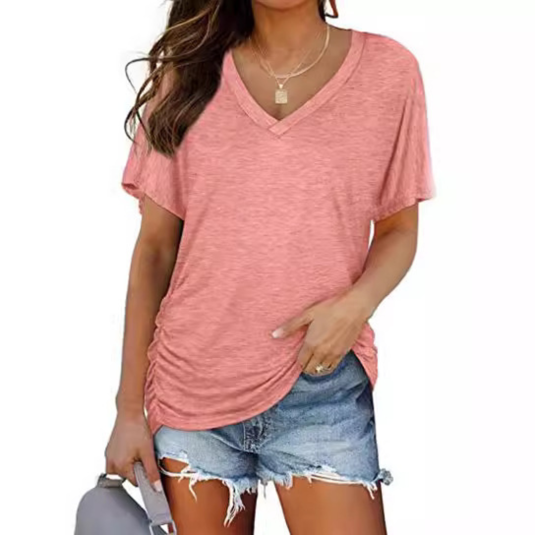 EILY™ – T-Shirt Décontracté à Col V Élégant et Coupe Flatteuse