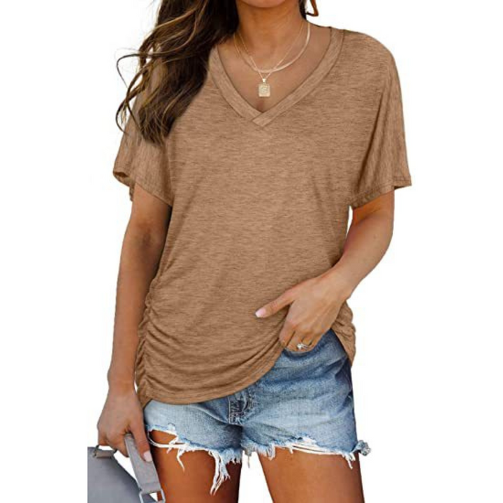 EILY™ – T-Shirt Décontracté à Col V Élégant et Coupe Flatteuse