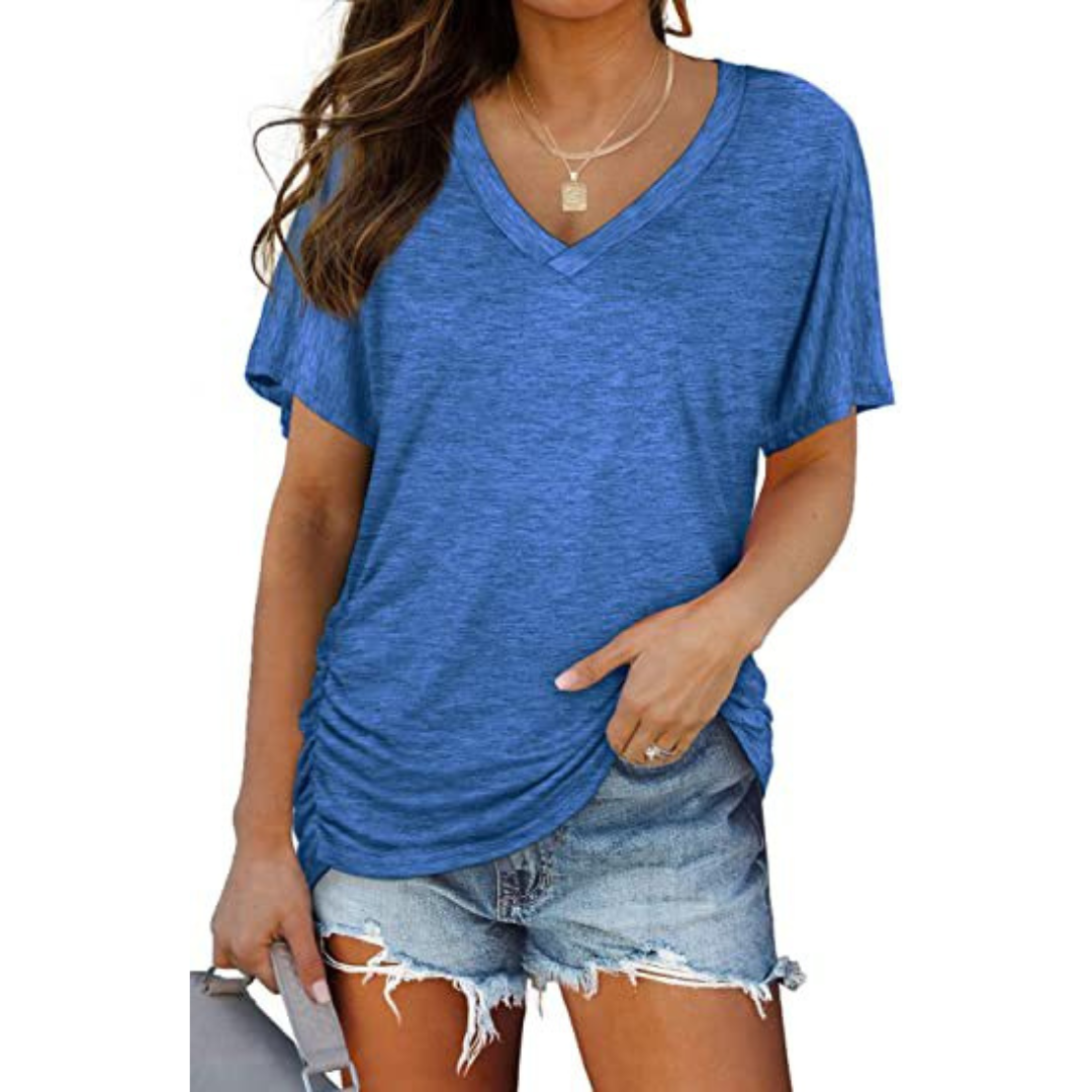 EILY™ – T-Shirt Décontracté à Col V Élégant et Coupe Flatteuse