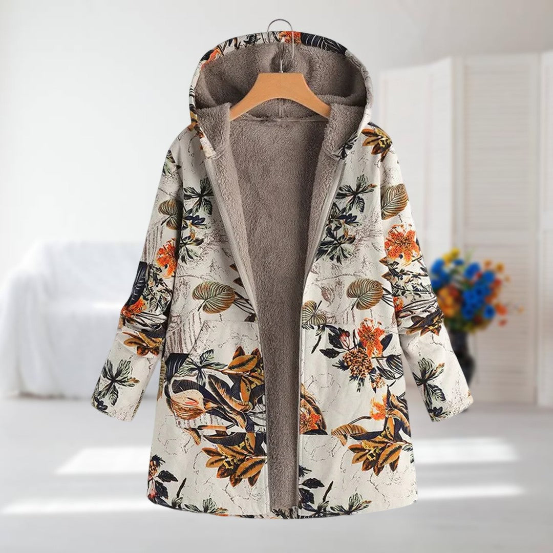 FLORIÈNE™ | Polaire Florale à Capuche