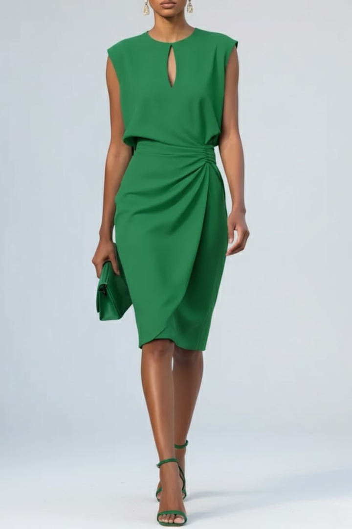 Faye - Elegant Ruched Midi Dress