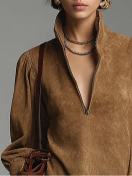 Florence | Robe Mini Col Roulé en Suède
