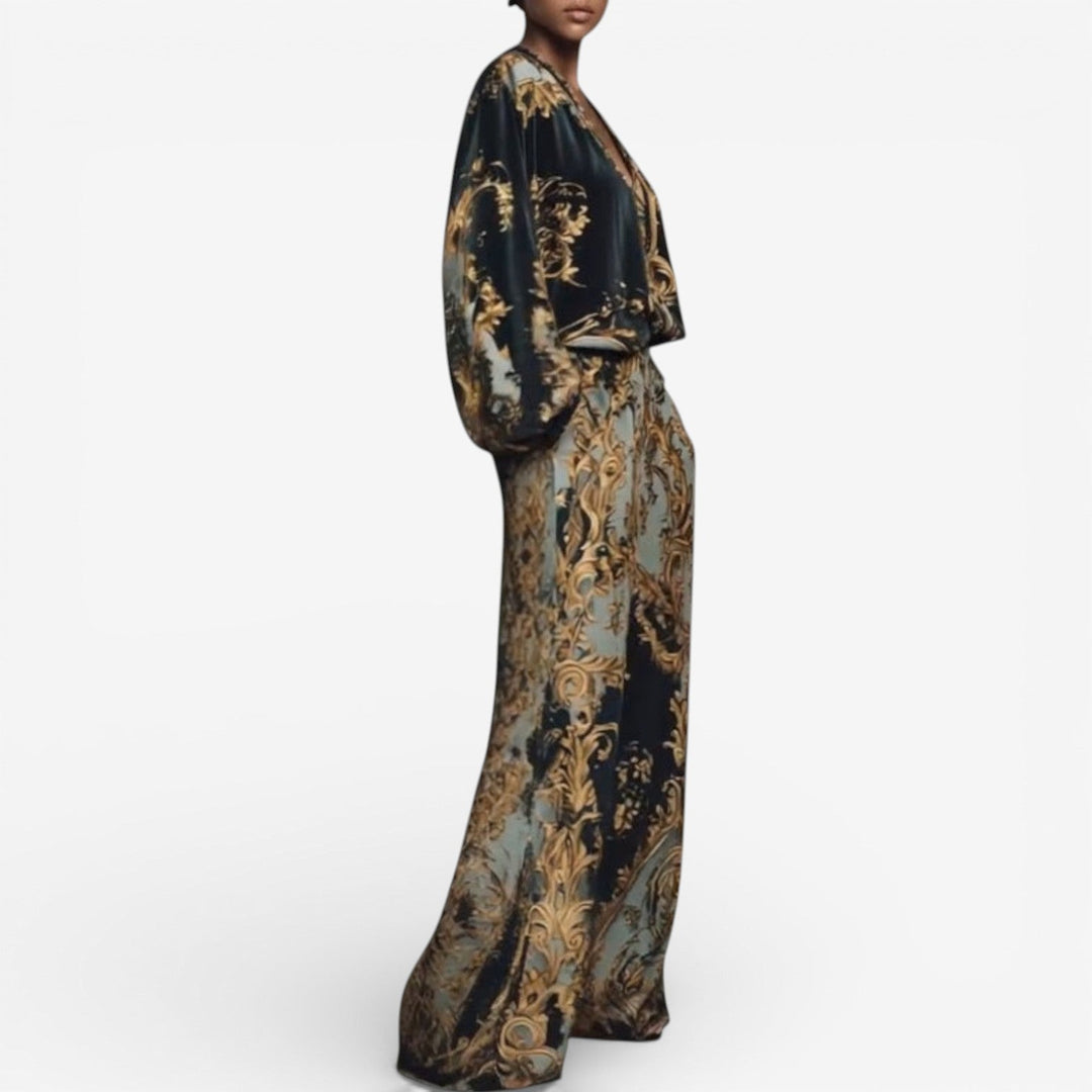 Maureen™ Ensemble Imprimé Élégant | Co-Ord Fluide Orné