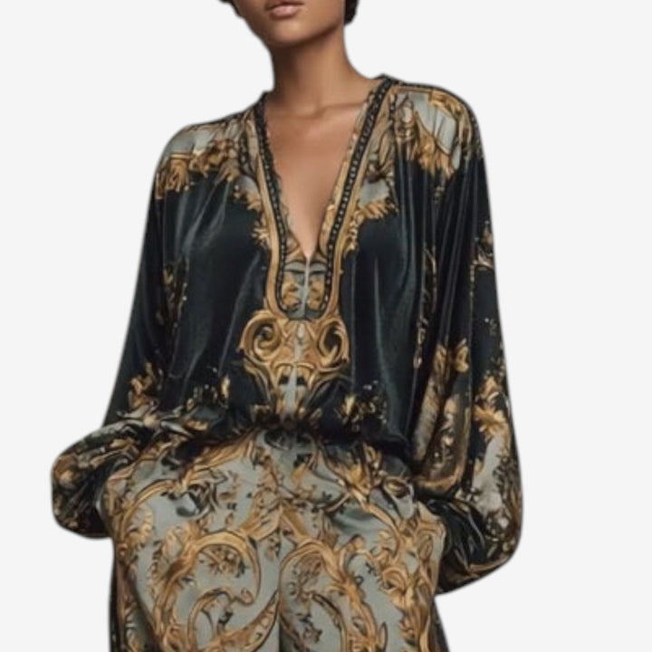 Maureen™ Ensemble Imprimé Élégant | Co-Ord Fluide Orné