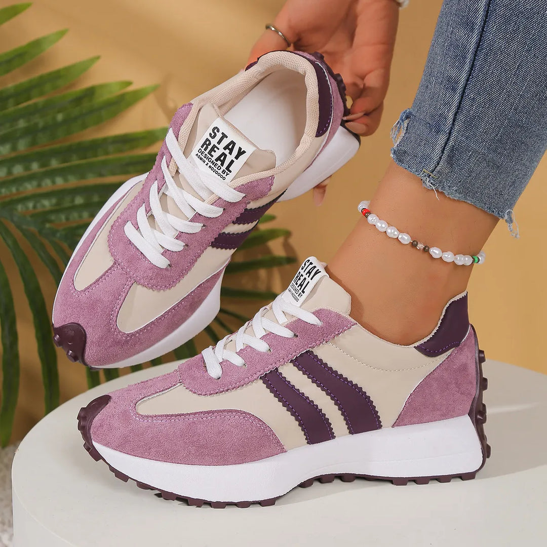 Lariesa - Sneakers with Lace Closure and Contrast Stripes
