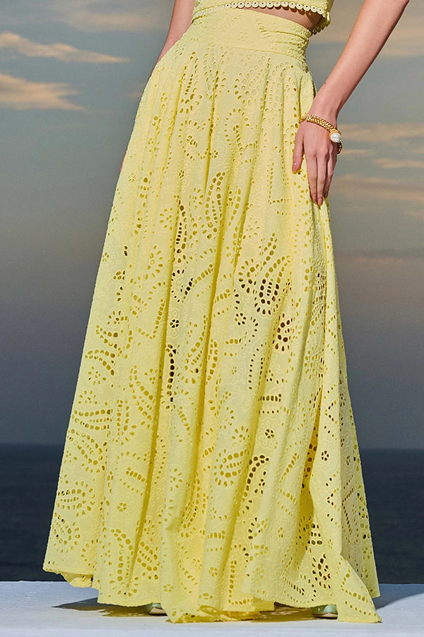 Ensemble Larissa™ Haut Brodé & Jupe Maxi Taille Haute | Élégant Ensemble Deux Pièces