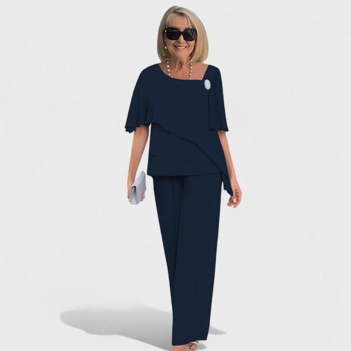 Ensemble Élégant Wynonna™ en Deux Pièces | Haut Superposé et Pantalons à Jambes Amples