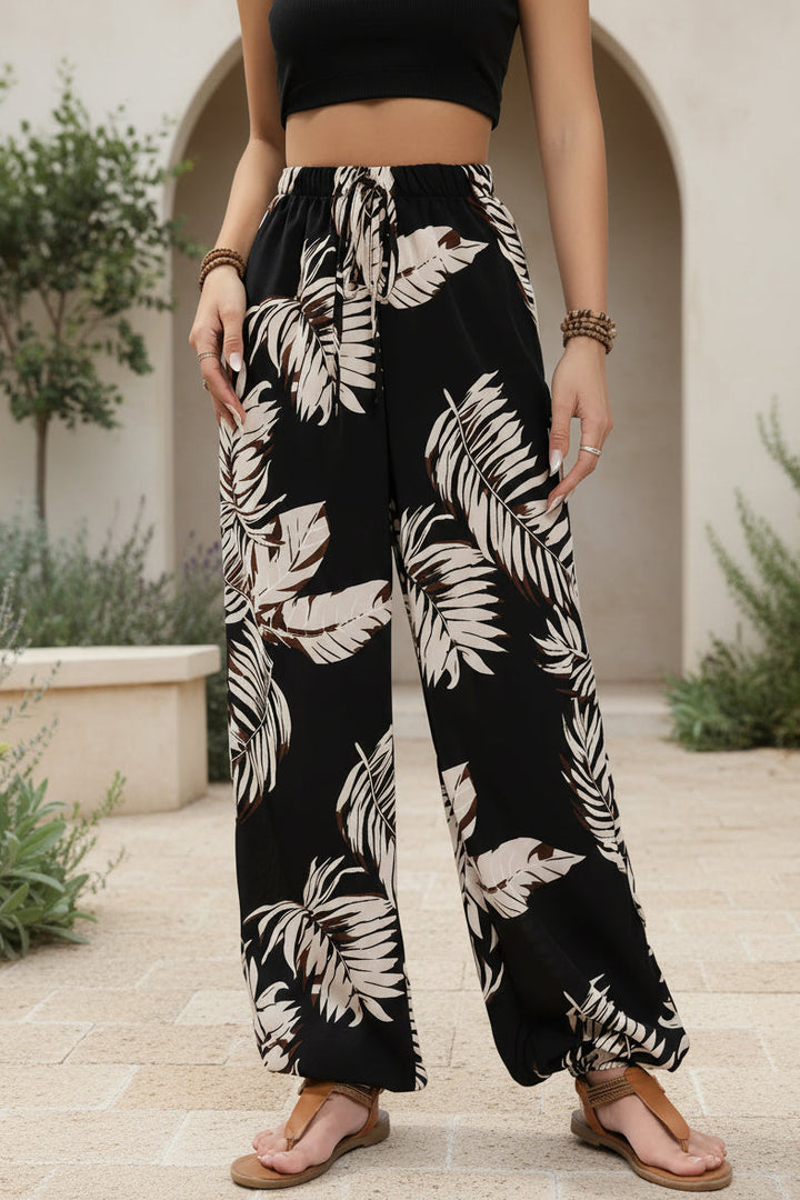 LINDE - LEAF PRINT SUMMER PANTS