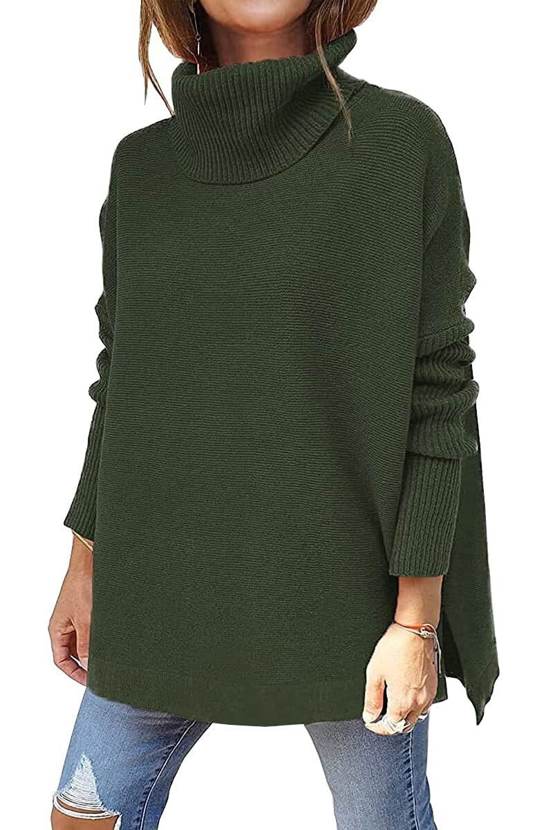 Amara relaxed polo neck jumper in Green