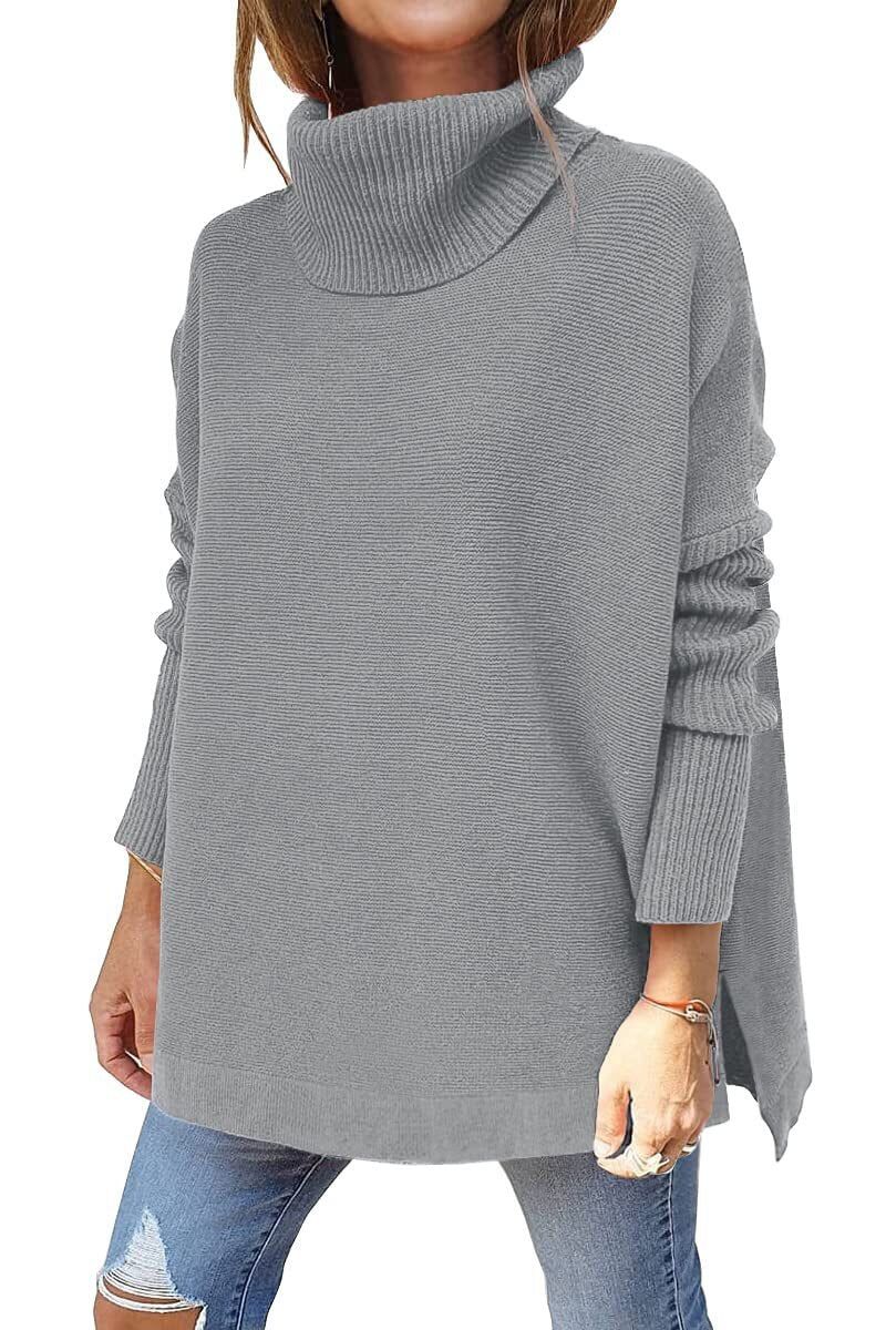 Amara relaxed polo neck jumper in Grey