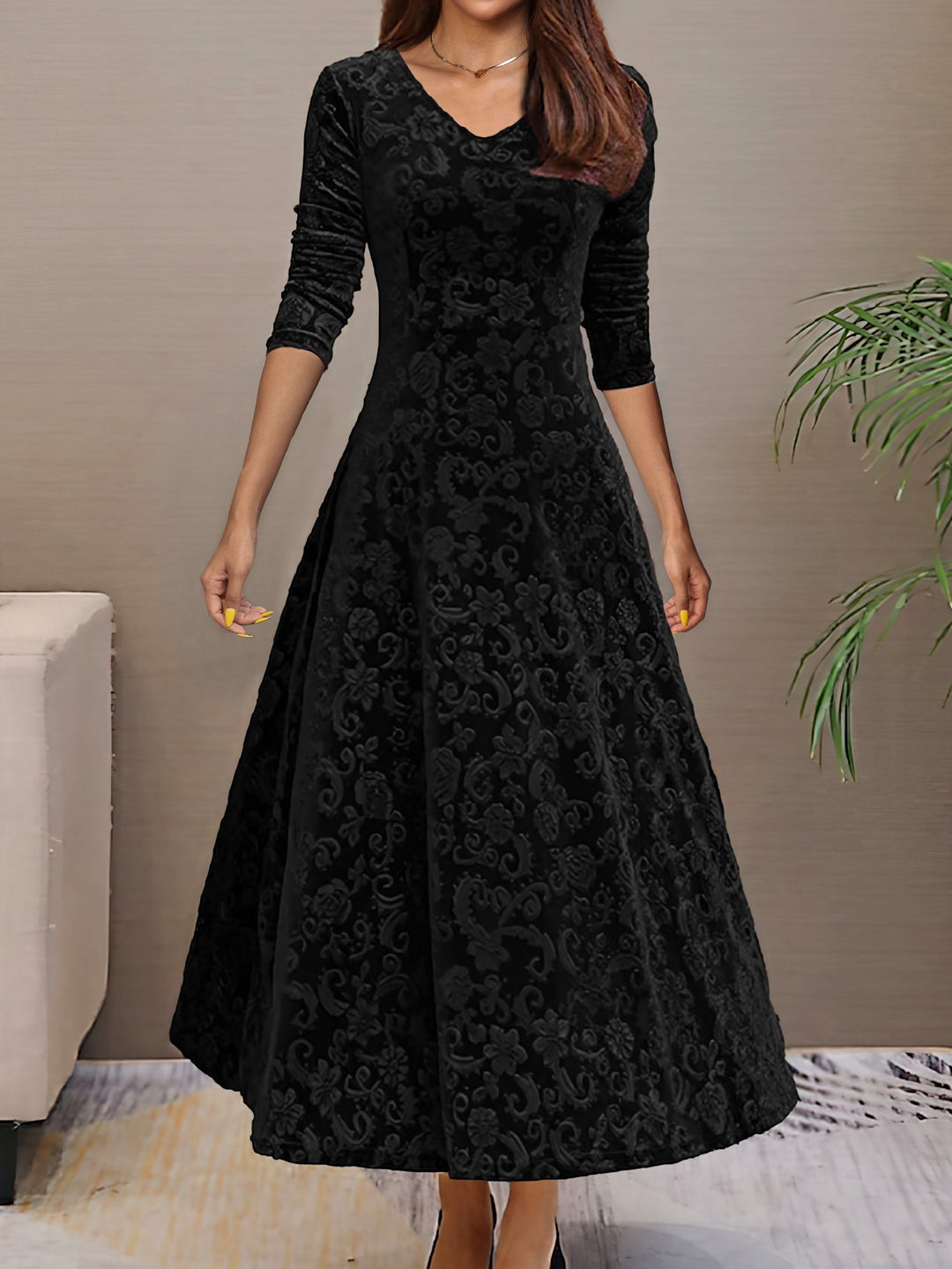Nancy | Robe d'Élégance en Velours pour les Fêtes