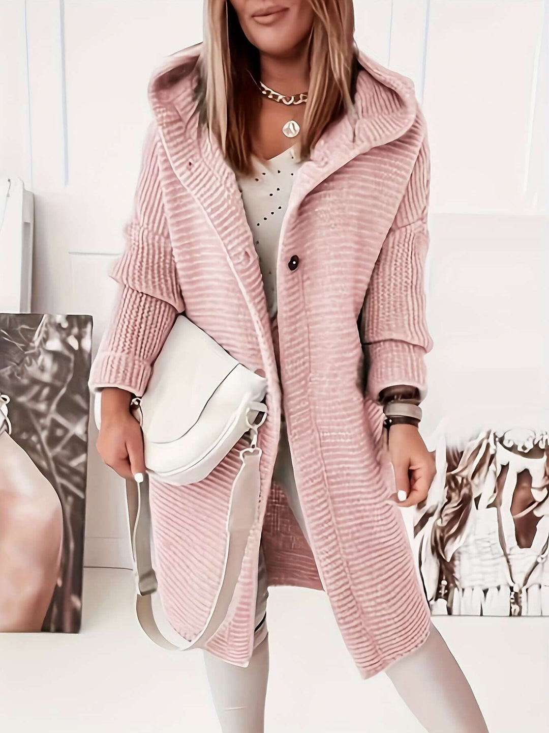 SÉLINE™ – Cardigan Luxe à Capuche