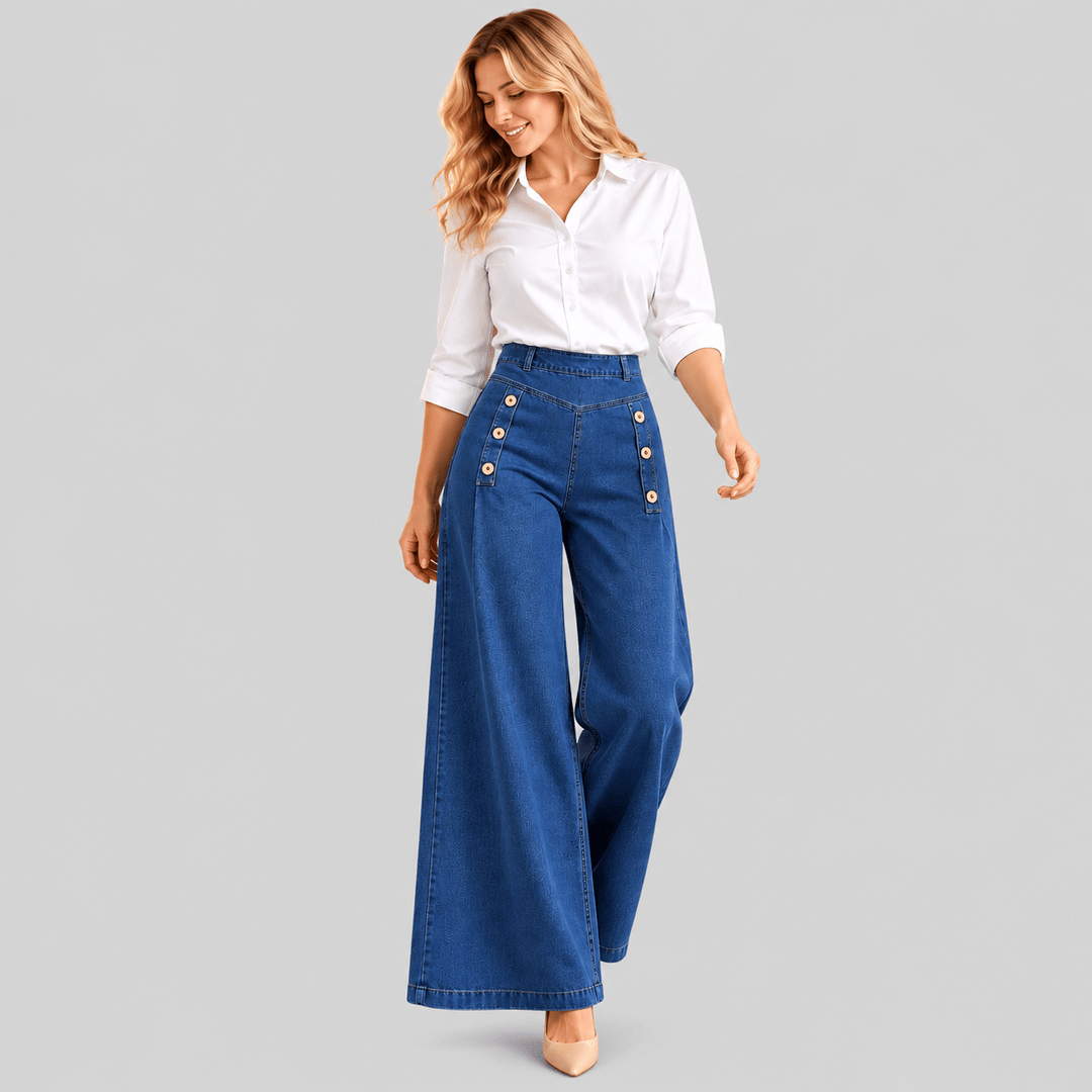 Belilica wide-leg stretch jeans with button detail