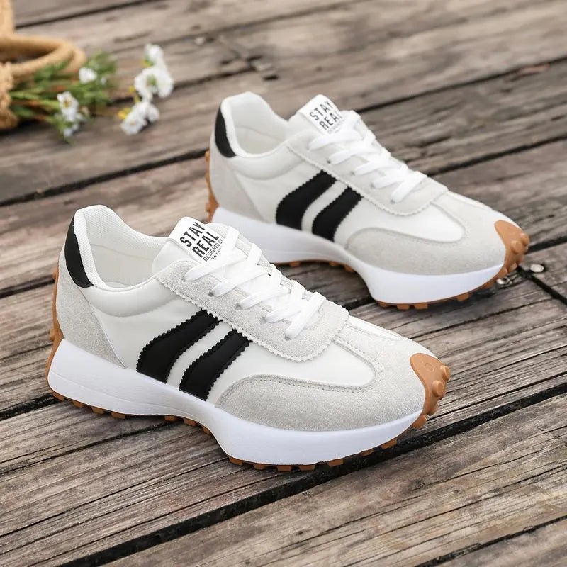 Lariesa - Sneakers with Lace Closure and Contrast Stripes