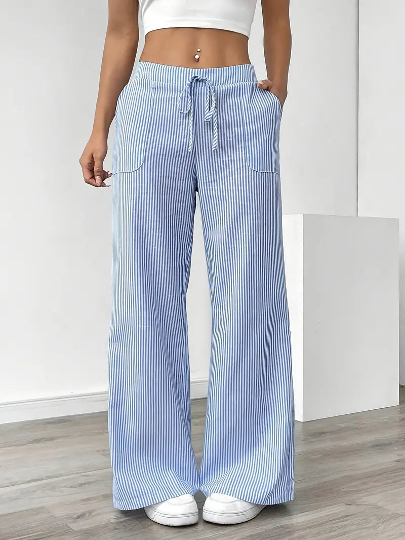 Elise™ Pantalon Rayé Décontracté