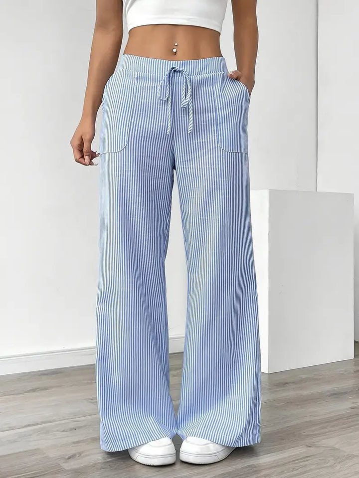 Elise™ Pantalon Rayé Décontracté