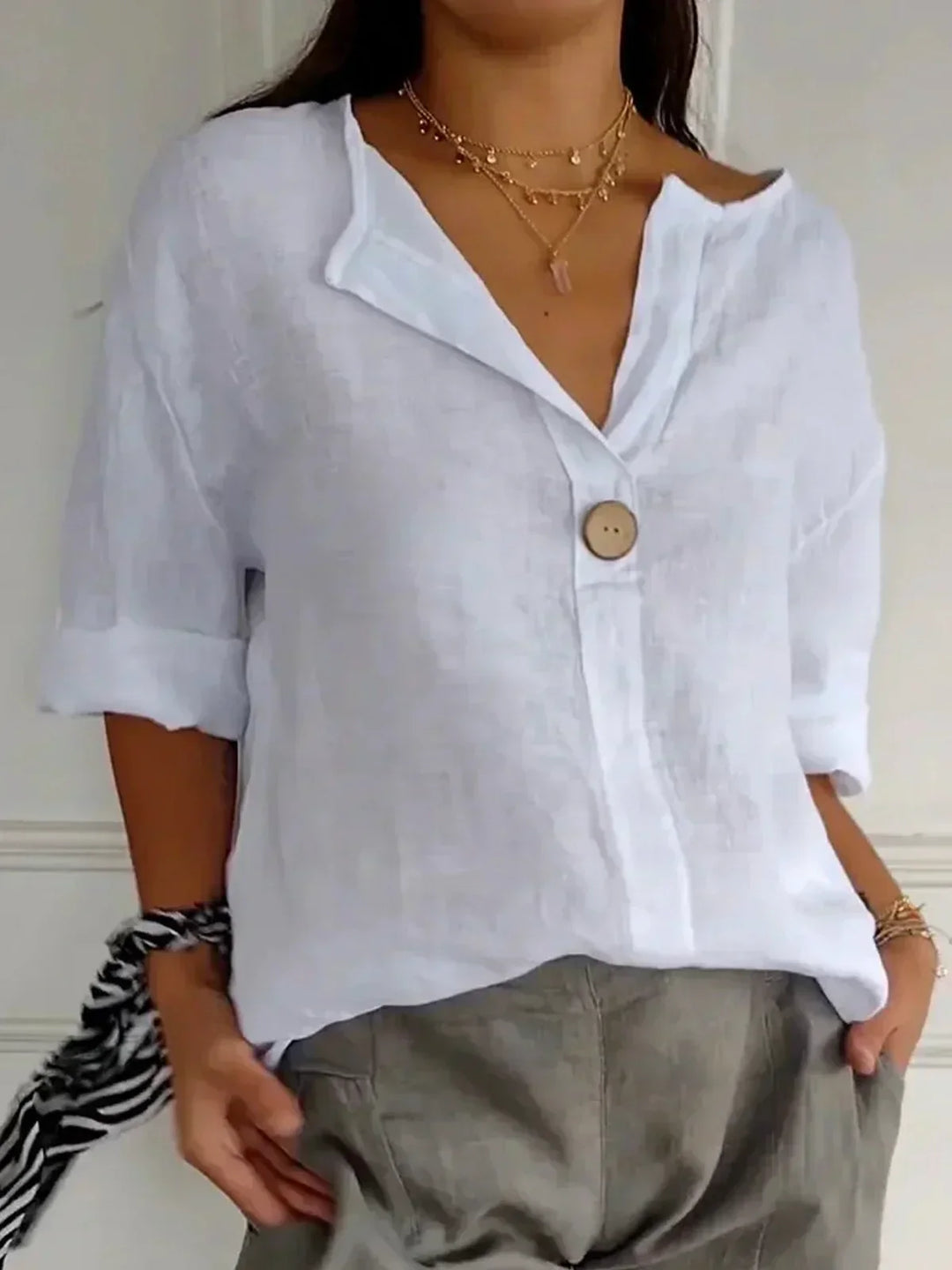 Luna - Blouse Décontractée à Col V