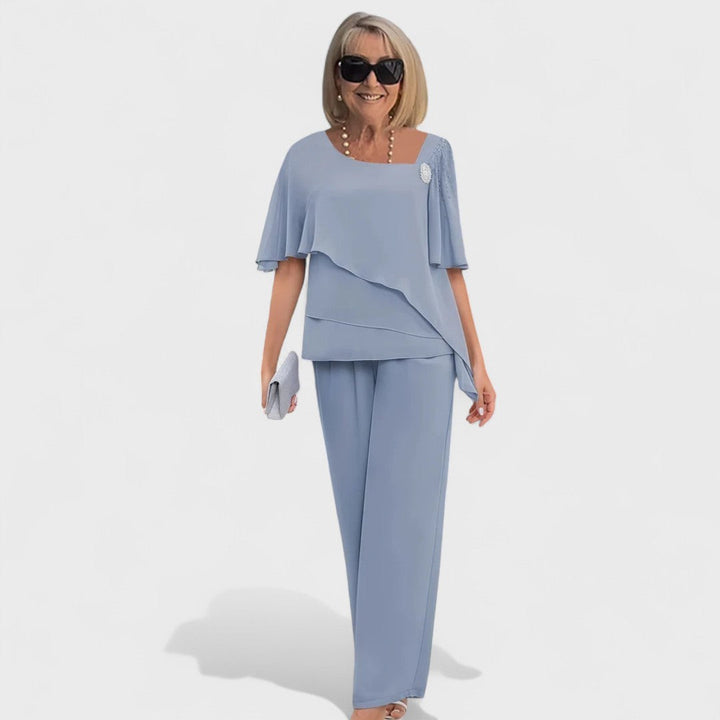 Ensemble Élégant Wynonna™ en Deux Pièces | Haut Superposé et Pantalons à Jambes Amples